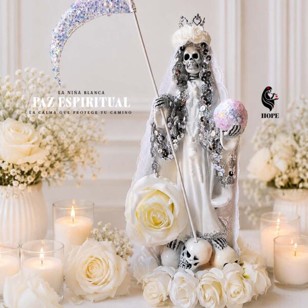Santa Muerte Niña Blanca Luz, Purificación y Protección Divina 30cm