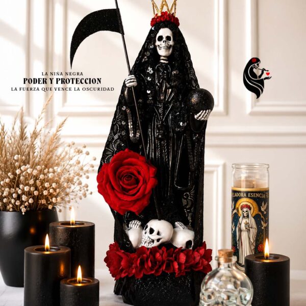 Santa Muerte Negra Premium - Poder Proteccion, Envidia y Justicia 46cm