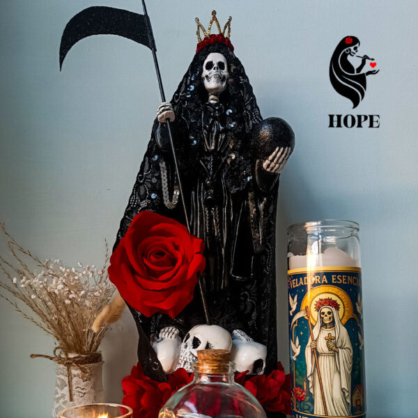 Santa Muerte Negra Premium - Proteccion y Justicia 46cm