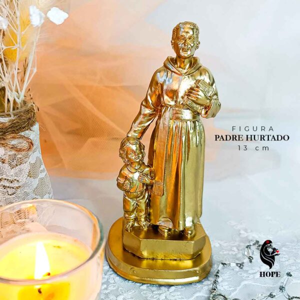 Padre Hurtado Efecto Oro Cromado 13cm