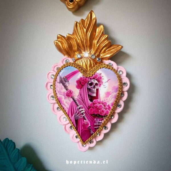 Corazón Niña Rosa con cristales