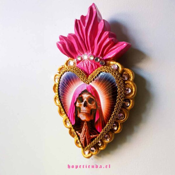 Corazón Niña Rosa con cristales - 3