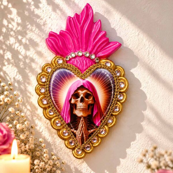 Corazón Niña Rosa con cristales - 3