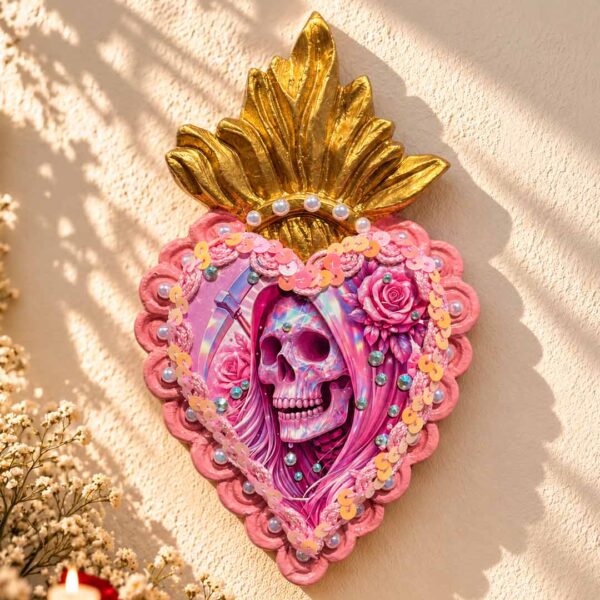 Corazón Sagrado de la Santa Muerte Rosa – Amor Propio, Dulzura y Sanación