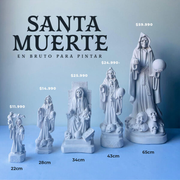 Santa Muerte en bruto variadades tamaños