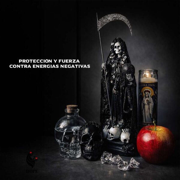 Proteccion y Justicia - Santa Muerte Negra Premium Negra 30cm –