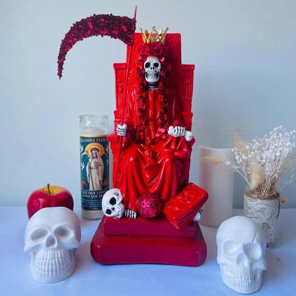 Santa Muerte en el Trono Roja – Amor y Unión de Pareja 36cm
