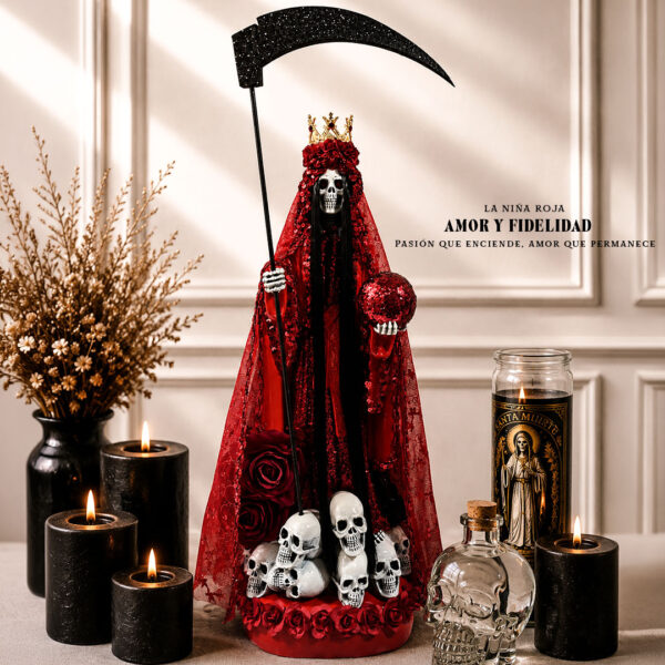 Santa Muerte Platinum Roja - Amor, Pasion y Fidelidad 74cm