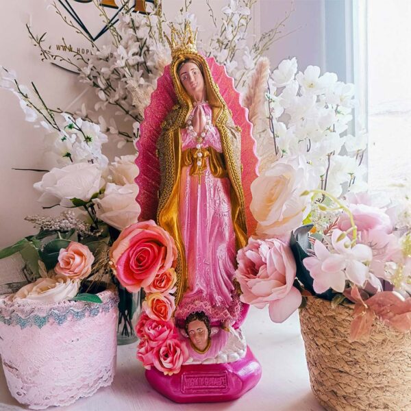 Virgen de Guadalupe Rosa y Dorado 42cm