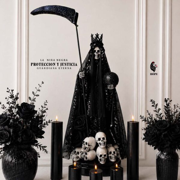 Santa Muerte Negra - Proteccion y Justicia - Guardiana del destino - 72 cm