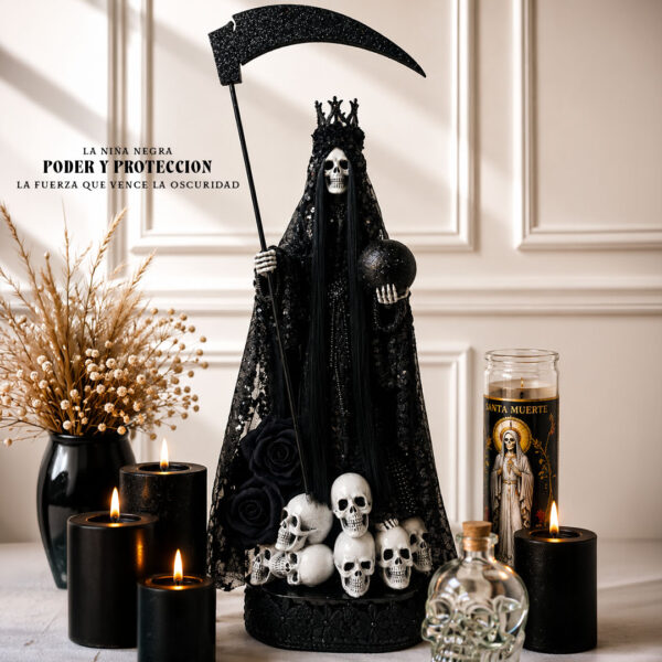 Santa Muerte Negra - Proteccion y Justicia - Guardiana del destino - 74 cm