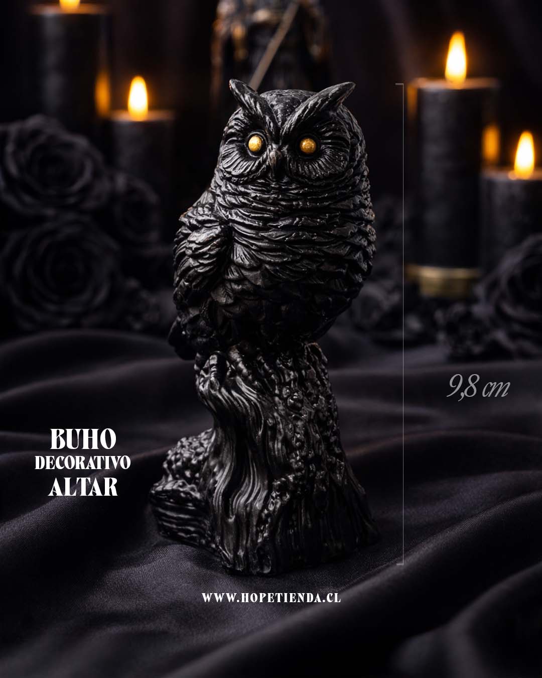 Buho Negro decorativo altar 9,8 cm
