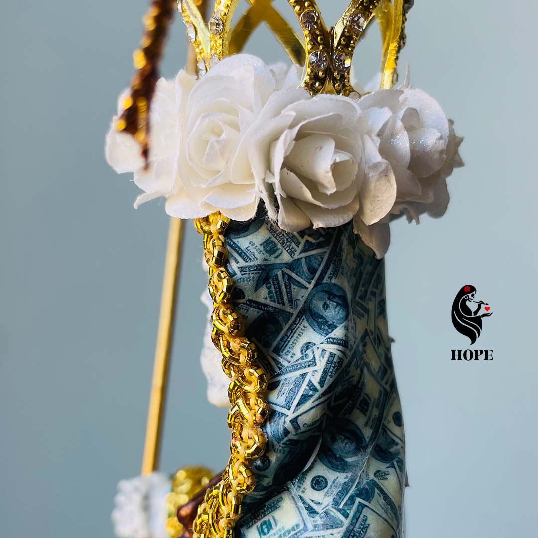 Santa Muerte Premium Dorada y Dolares - Abundancia, Exito, Estabilidad en 30cm - Imagen 5