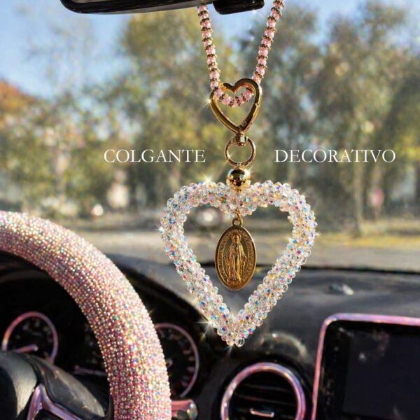 Colgante amuleto corazon blanco con dije espiritual