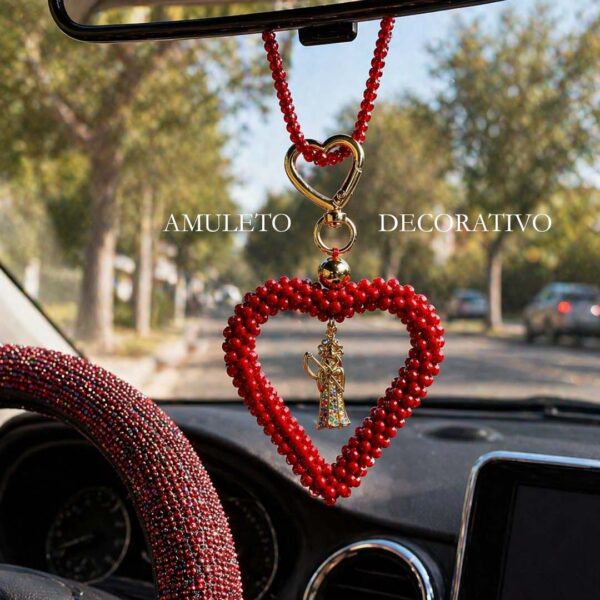 Colgante amuleto corazon rojo con dije espiritual