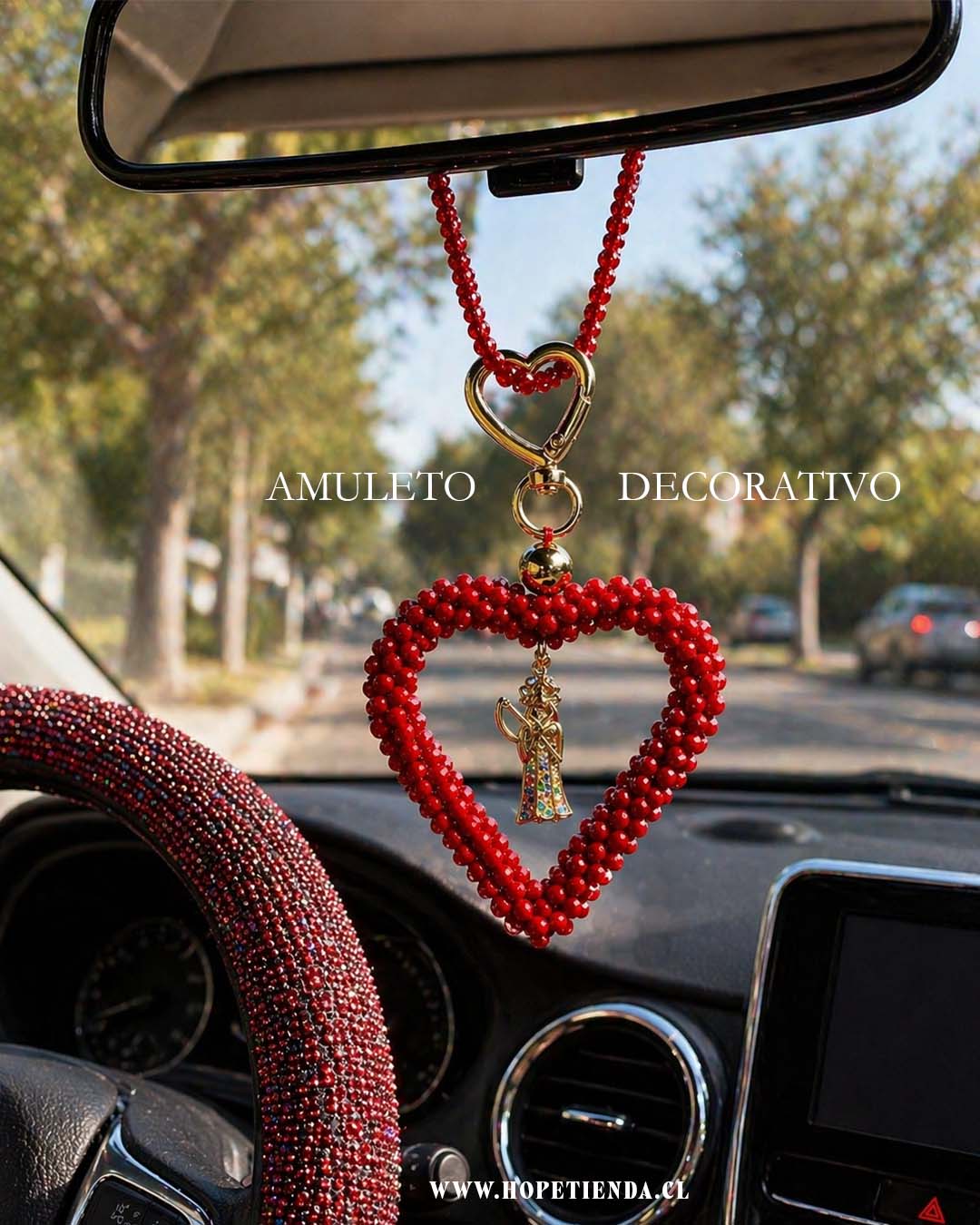 Colgante amuleto corazon rojo con dije espiritual