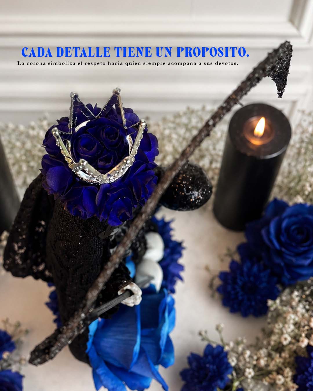 Santa Muerte Negra y Azul Protección y Sabiduría - Imagen 4