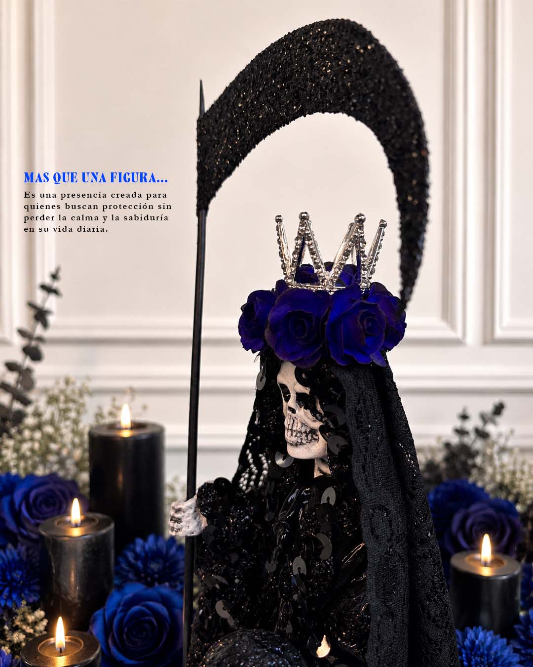 Santa Muerte Negra y Azul Protección y Sabiduría - Imagen 5