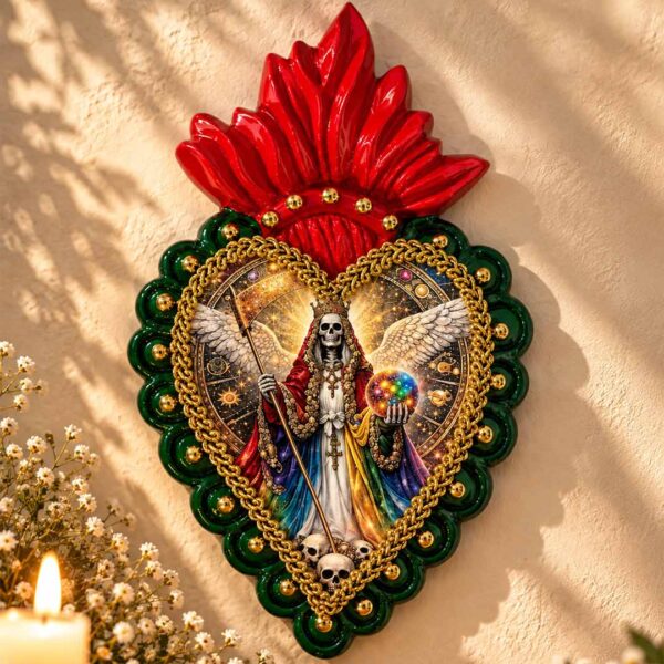 Corazon colgante sagrado Santa Muerte 7 poderes