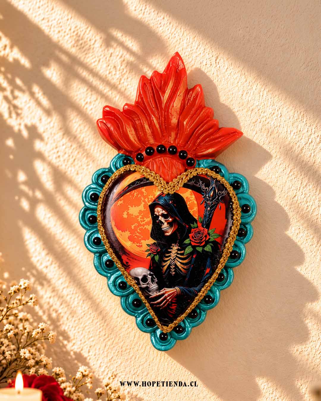 Corazón Sagrado de la Santa Muerte – Amor, Protección y Transformación
